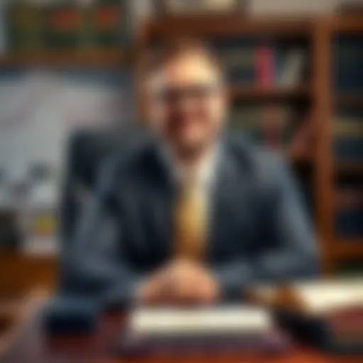 Ari Good, a Bitcoin tax attorney, smiling in his office surrounded by legal books and cryptocurrency charts