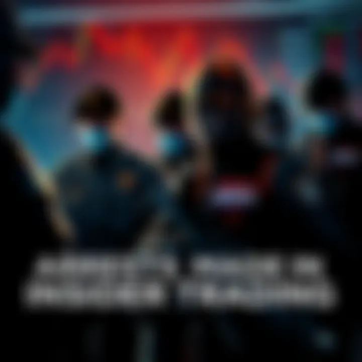 Israeli police detaining individuals involved in insider trading of IDF secrets, with a backdrop of military symbols and trading charts.