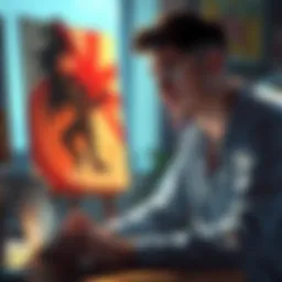 An artist looking at an email on a laptop, feeling unsure about selling their art as NFTs for Ethereum.