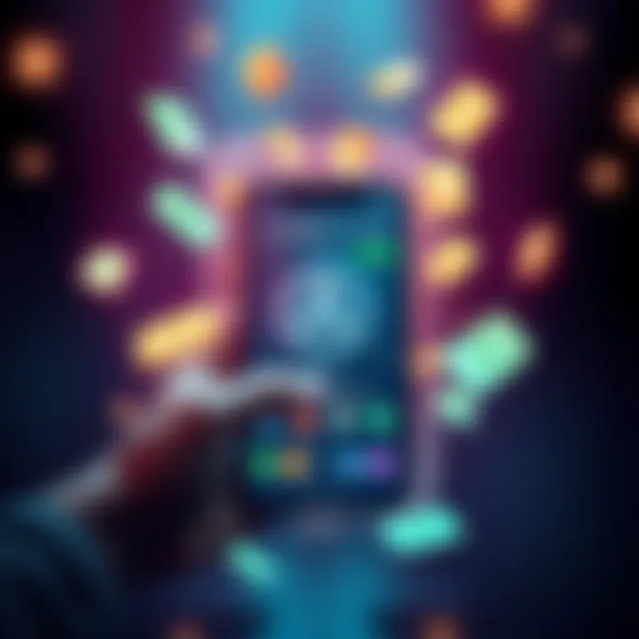 A smartphone displaying the Atlas Earth app with cash symbols around it, representing potential earnings from the platform.