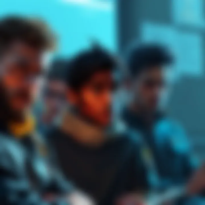 A worried group of players discussing Atlas Earth updates with expressions of frustration, showing a decline in engagement and trust in the platform.