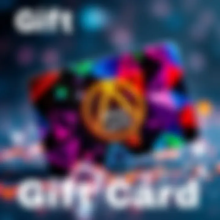A colorful gift card representing Atlas Earth, featuring a design that suggests a blend of technology and nature, with the words 'Atlas Earth Gift Card' prominently displayed.