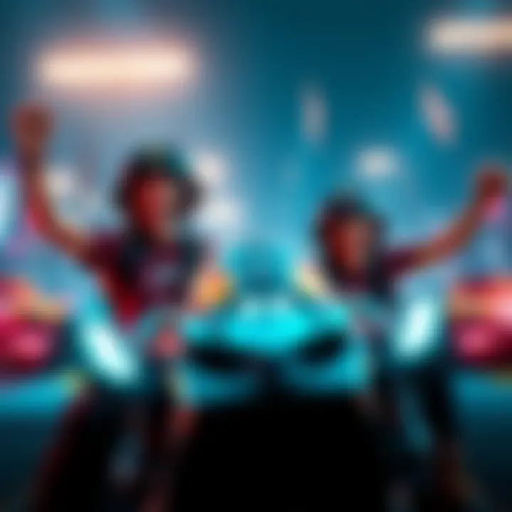 Two players celebrating after achieving impressive wins in Atlas Racer gameplay