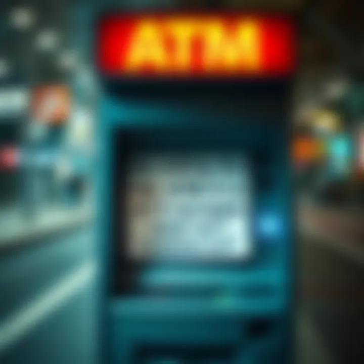 A whimsical ATM with a sign jokingly asking if it accepts souls as collateral, set in a bright urban environment.