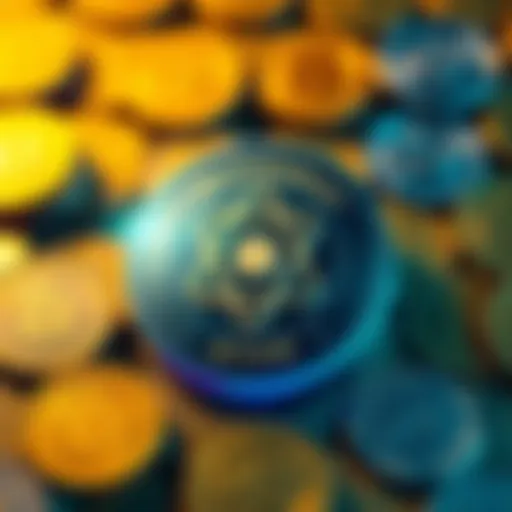 A graphic showing the ATOM logo surrounded by symbols representing validators, rewards, and tax implications, with a background of digital coins