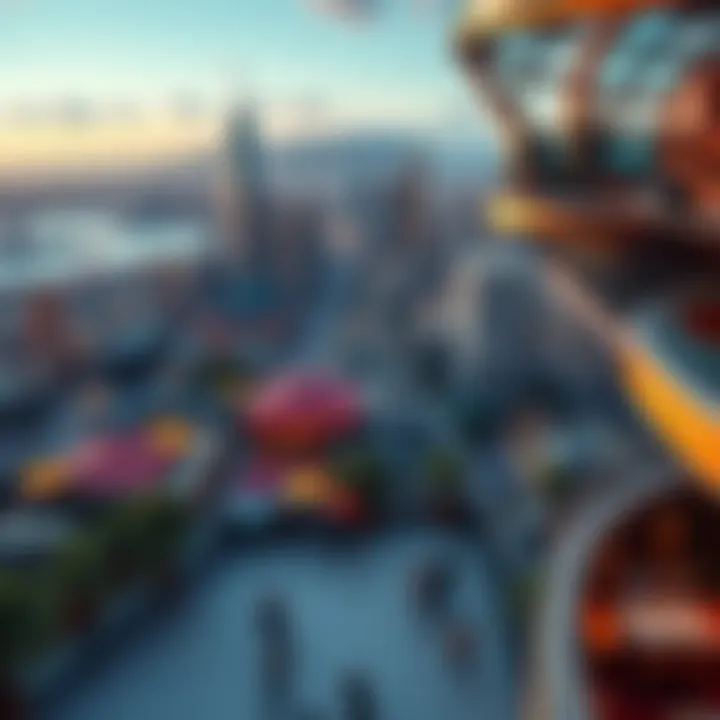 Aerial view of a vibrant Australian city skyline with people enjoying outdoor spaces, showcasing local culture and lifestyle in 2026.