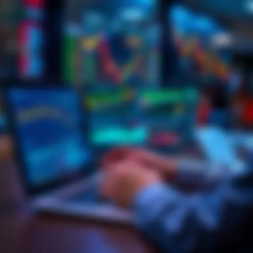 A person analyzing financial data on a laptop with charts and graphs related to investing