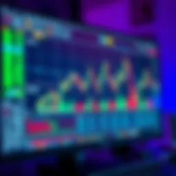 A close-up of a computer screen displaying graphs and data from an automated trading bot with financial charts and indicators for BNB trading