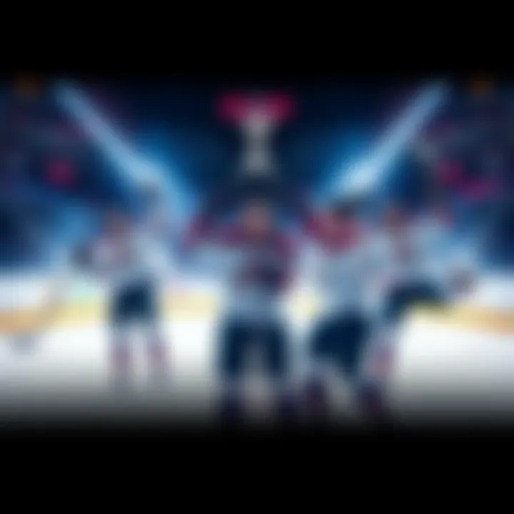 Colorado Avalanche hockey players celebrating a goal during a game