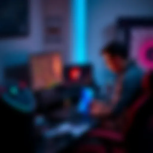 A person setting up an Avalon 3s bitcoin miner on a desk with a computer and cables around.