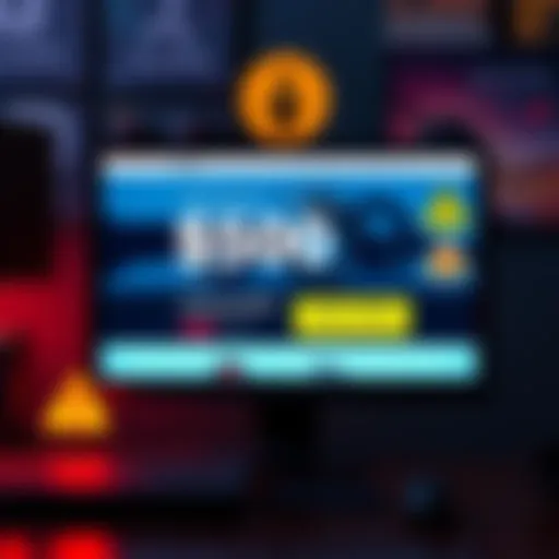 A computer screen displaying a promotional deal for the Avalon Q, with urgency signs and a warning icon about potential scams.