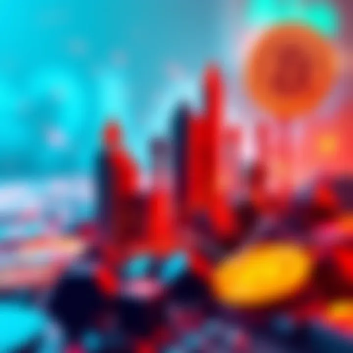 A graphic illustrating the potential growth of AVAX tokens with rising graphs and digital currency symbols.