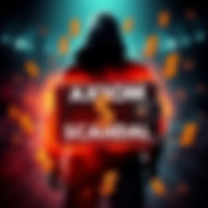 A graphic showing a digital wallet with dollar signs and a shadowy figure, symbolizing insider betting scandal