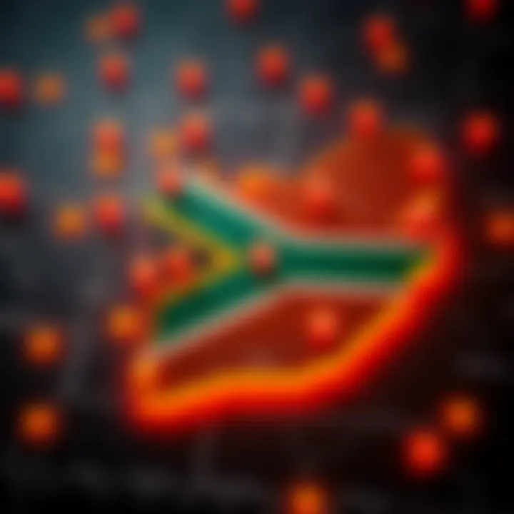 A graphic showing a map of South Africa with badges marked at different locations, illustrating badge distribution across the country.