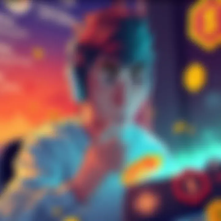 Badges vs. Parcels in Gaming A player weighing options between buying badges and parcels in a gaming setting, looking thoughtful with badges and parcels illustrated nearby.