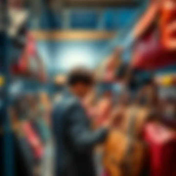 A person browsing through a collection of stylish handbags, showcasing MSTR's services for bag collectors.