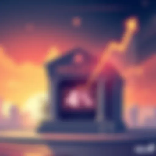 Illustration showing a bank with a 4% interest rate sign, contrasted with a rising inflation chart at 7%, symbolizing financial challenges.