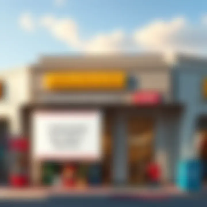 Bank supporting Monoova Payments A bank building with a sign showing support for Monoova Payments, featuring a clear sky and bustling street