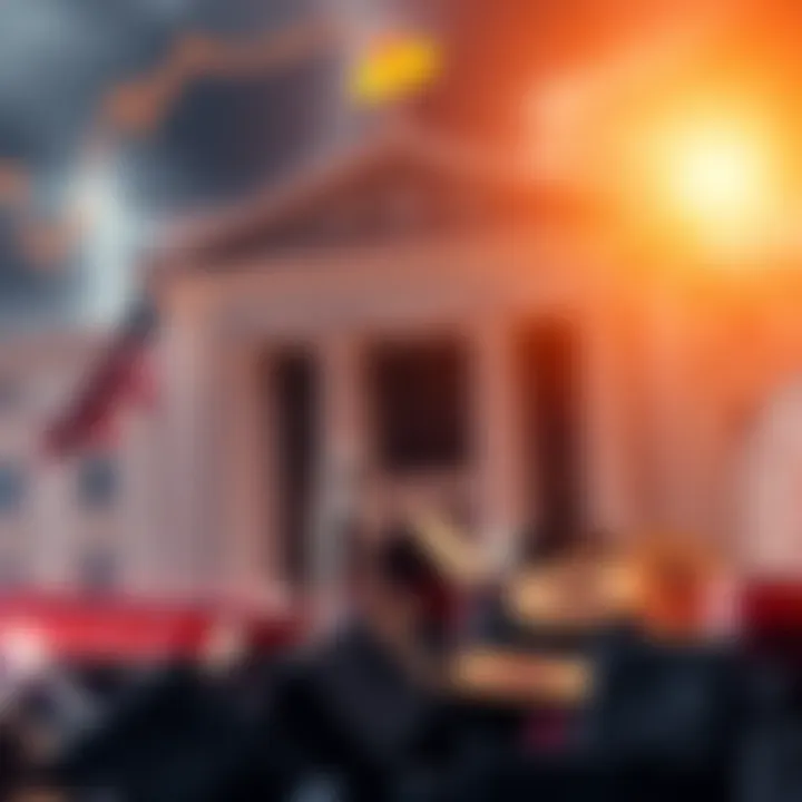 Banking sector under stress with cryptocurrency symbols and Federal Reserve logo in the background