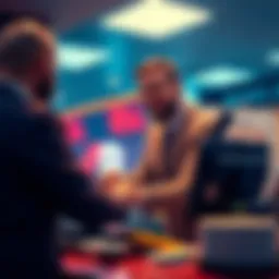 A bank teller assisting clients with cryptocurrency transactions, symbolizing Minnesota's new crypto custody law for financial institutions.