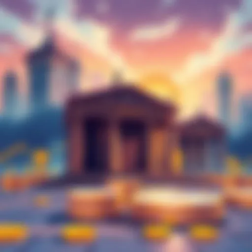 An illustration showing banks resisting competition from stablecoins, with symbols of financial services in the background.