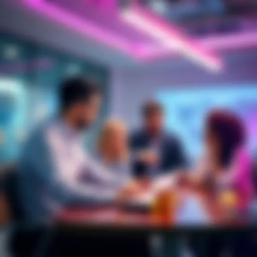 Members of the BBM team discussing strategies in a meeting room