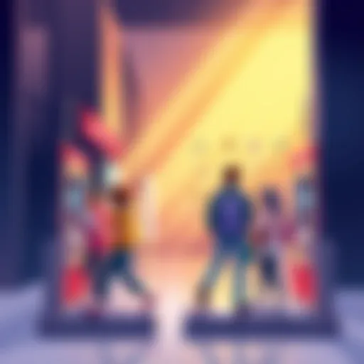 A graphic illustrating people withdrawing cash from ATMs and digital wallets, representing BCH and XMR bank run movement.