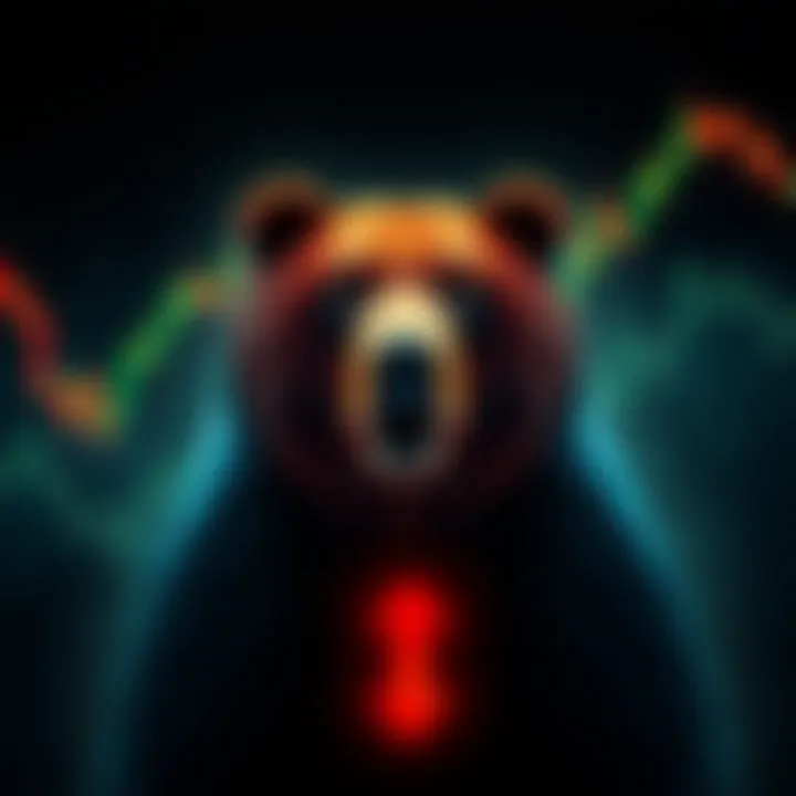 Bear Market Trends A bear symbolizing a declining market, with downward arrows and stock charts in the background.