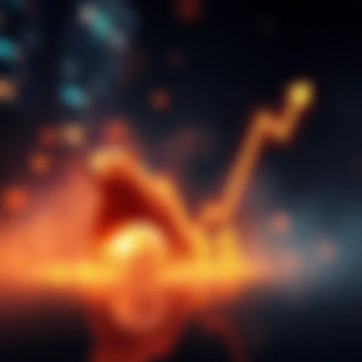 A downward trend line with market symbols and a bear silhouette, representing a bear market.