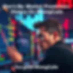 Man looking worriedly at stock market data on a computer screen