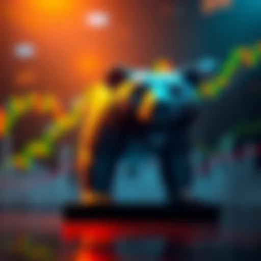 A bear icon with stock market symbols in the background, representing bearish market conditions