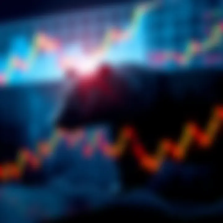 A graph showing declining stock prices with a bear symbol in the background, representing a market downturn.