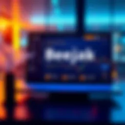 A sleek digital interface showcasing Beejak's platform features and trading options