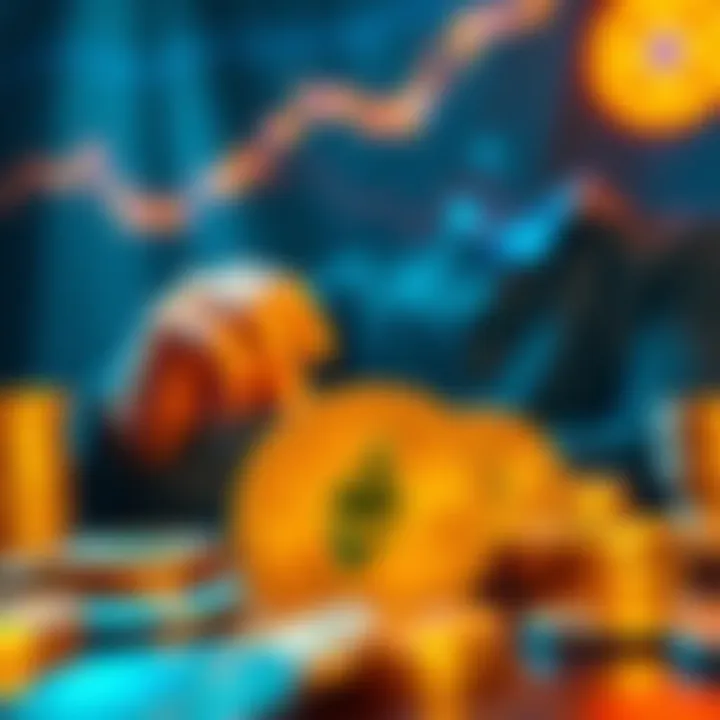 A person contemplating between Ethereum and Solana investments, with symbols of both cryptocurrencies in the foreground