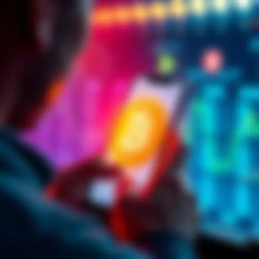 A person using a smartphone to buy Bitcoin with a secure app interface displayed on the screen.