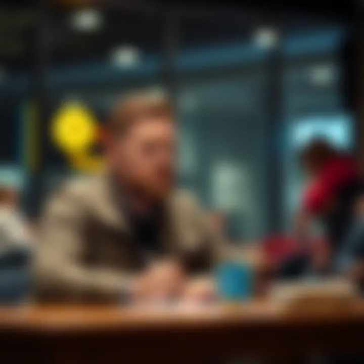 Actor Ben McKenzie speaks about Bitcoin and its association with criminality while sitting at a table with Andrew Bailey, co-author of 'Resistance Money'.