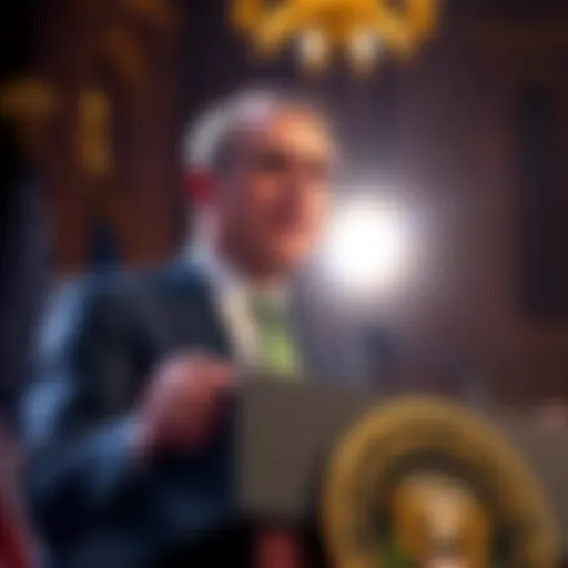 Treasury Secretary Bessent speaking at a podium about Coinbase and cryptocurrency regulations