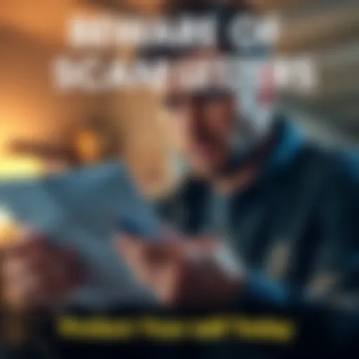 A person looks at a suspicious letter while holding a pen, with a concerned expression on their face.