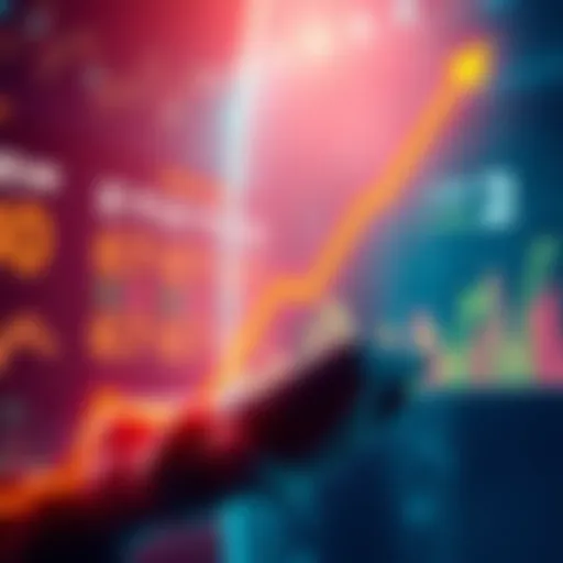 A visual representation of the declining value of the bid token with a downward trend line and a worried investor looking at charts.