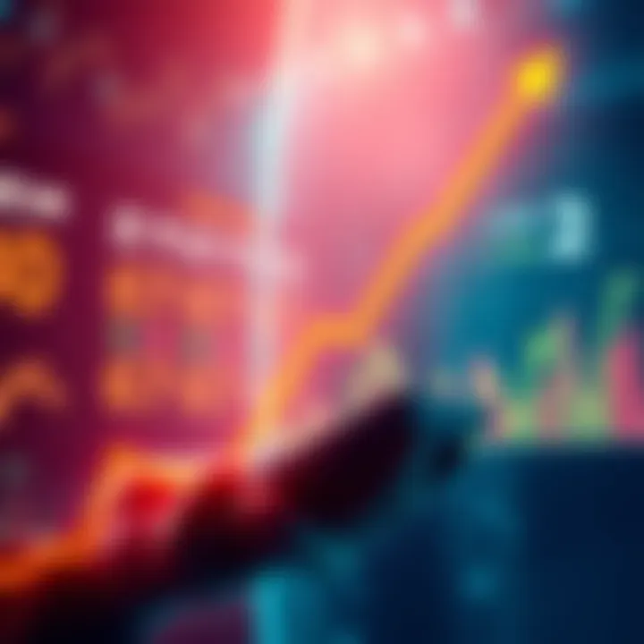 A visual representation of the declining value of the bid token with a downward trend line and a worried investor looking at charts.