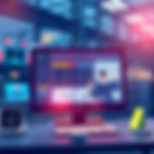 A visual representation of online bidding process, showing a computer screen with live bids and user interactions.