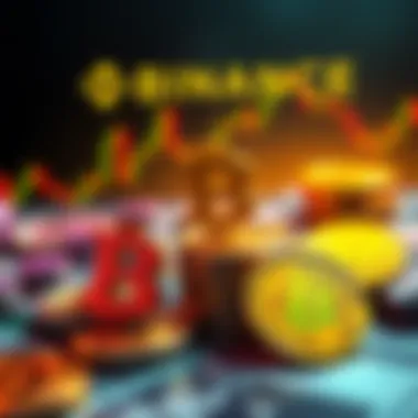 A visual representation of Binance selling Bitcoin without price impact, showing graphs and Bitcoin symbols with money involved.