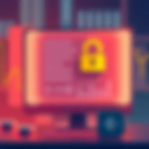 Illustration showing a Binance account with a lock symbol, representing account restrictions and transfer issues, featuring a computer screen and a wallet icon