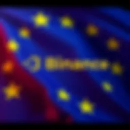 Binance logo alongside the European Union flag representing company's return to EU market