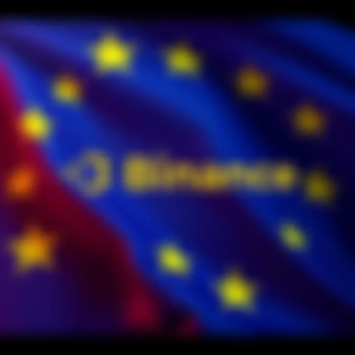 Binance logo alongside the European Union flag representing company's return to EU market