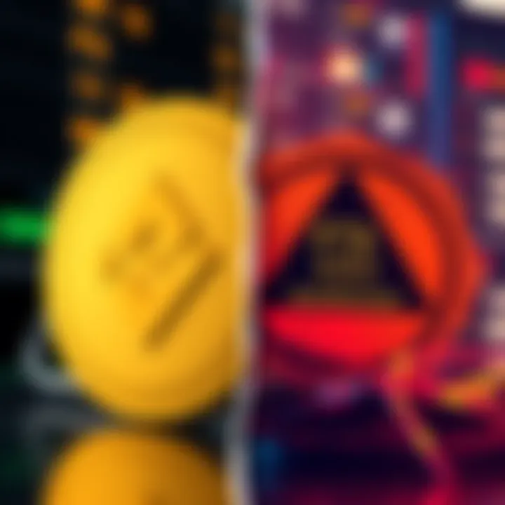 A split image showing Binance on one side and an illustration of FTX's logo with a warning sign on the other side, representing the risks of bankruptcy