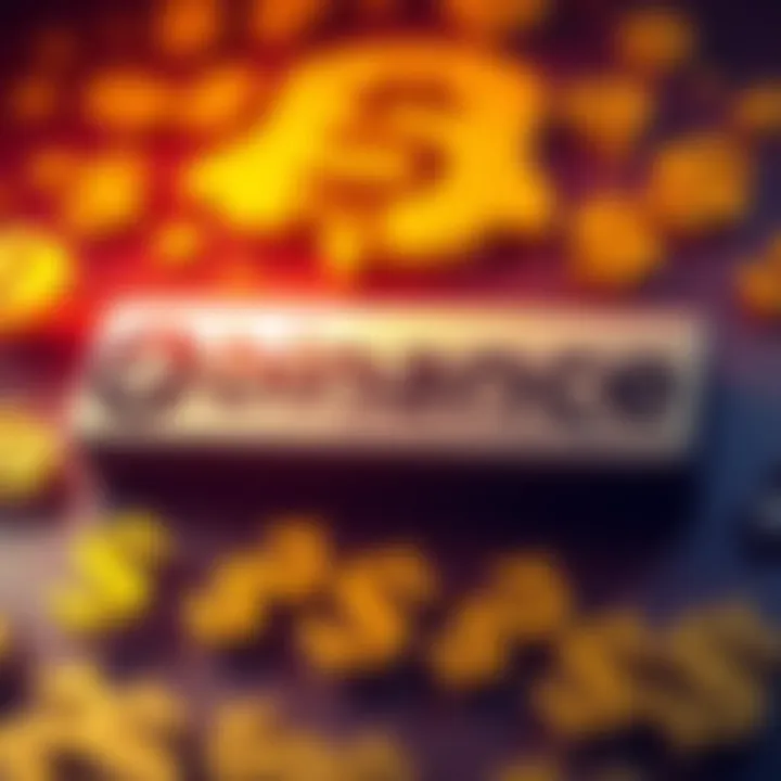 Binance logo with a graphic representing a layoff announcement, surrounded by USDT symbols and dollar signs, highlighting the Iran link.