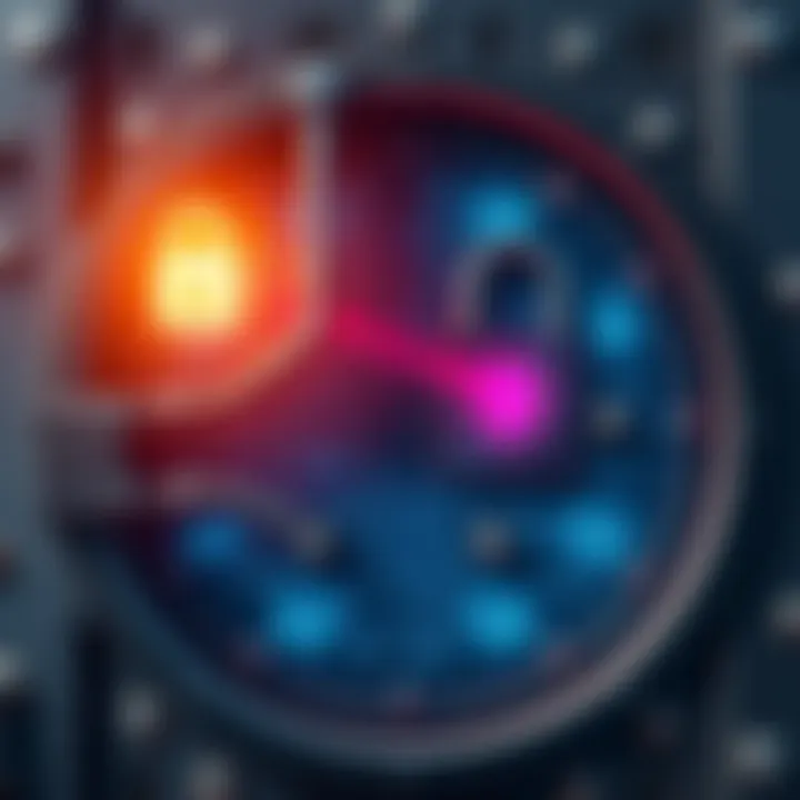 BIP-39 Seed Security Illustration A graphic showing a secure vault representing BIP-39 seed protection, with digital locks symbolizing strong encryption and advanced technology attempting to break in