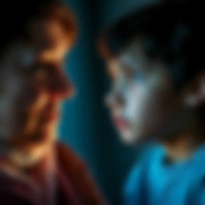 Bipolar Struggles in Relationships A mother with a concerned expression looking at her son, symbolizing the challenges of mental health in family dynamics.