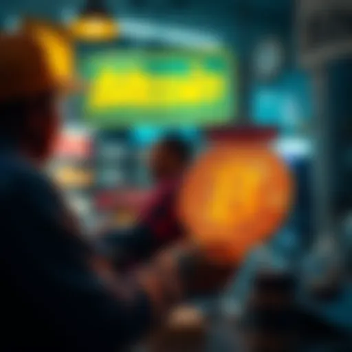 A South African merchant accepting Bitcoin payments at a checkout, with a sign indicating Bitcoin is accepted, showing a growing trend in digital currency use.